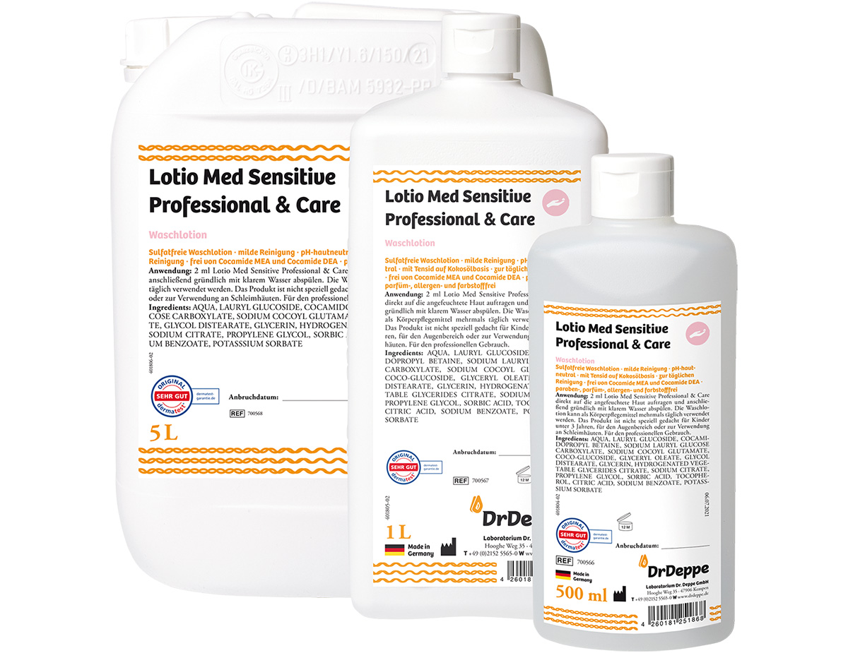 DrDeppe Produktgruppenbild Lotio Med Sensitive Professional & Care