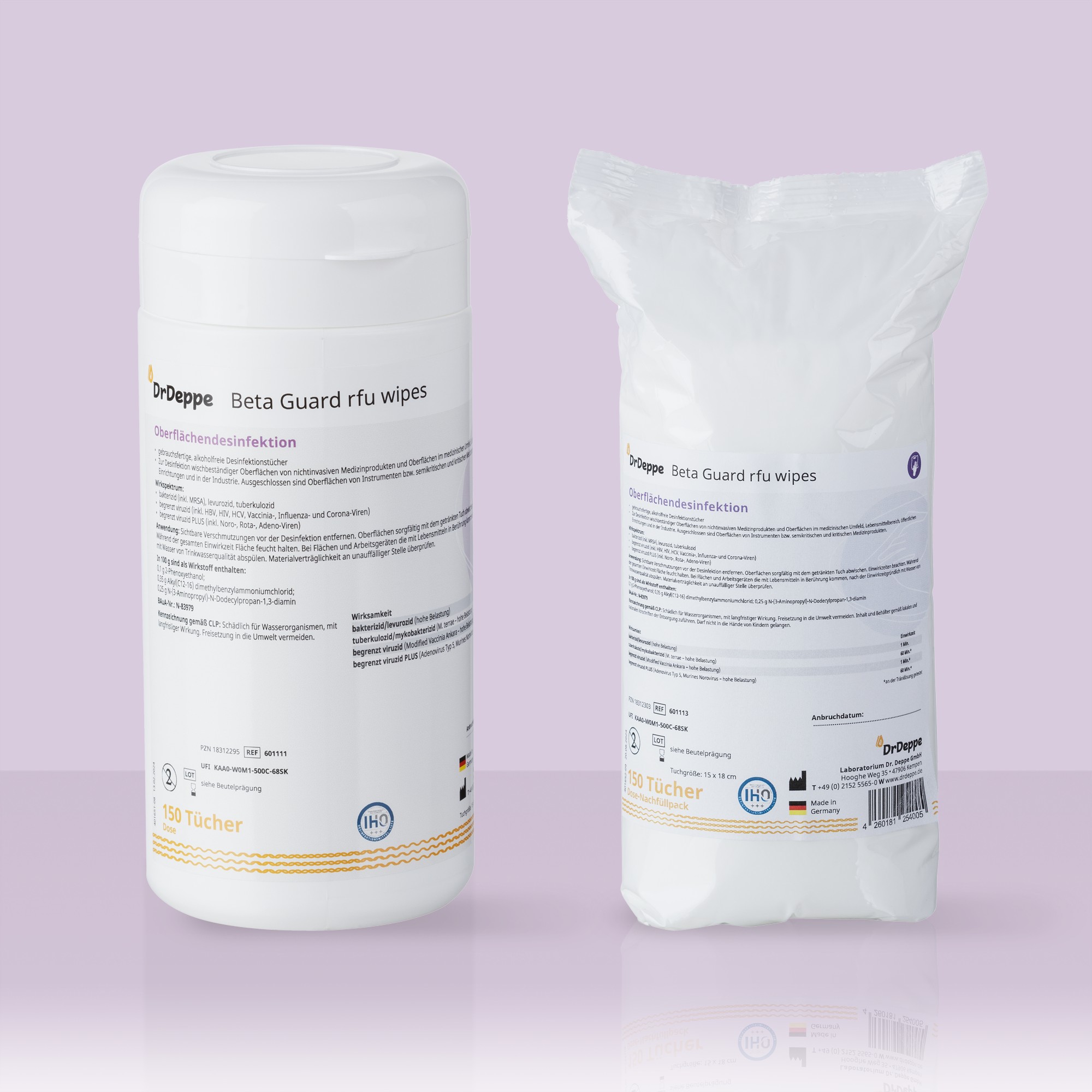 Vorschaubild Beta Guard rfu wipes (Polypropylen) 150 Dose und Nachfüllpack