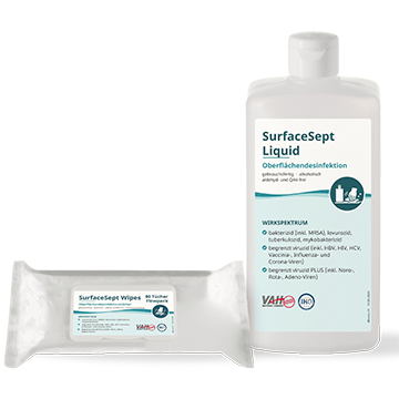 Kombi Bild von SurfaceSept Liquid und Tücher